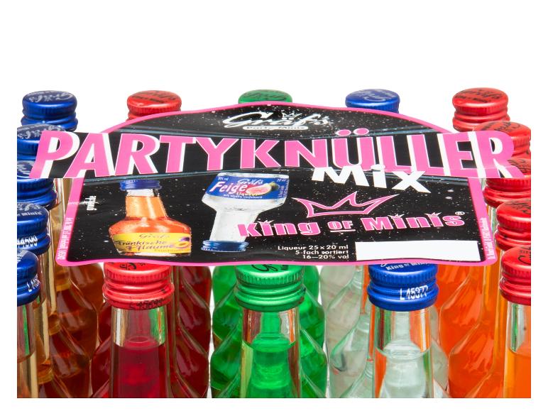 Graf's 'Partyknüller Mix' Miniatur-Alkoholflaschen in verschiedenen Farben.