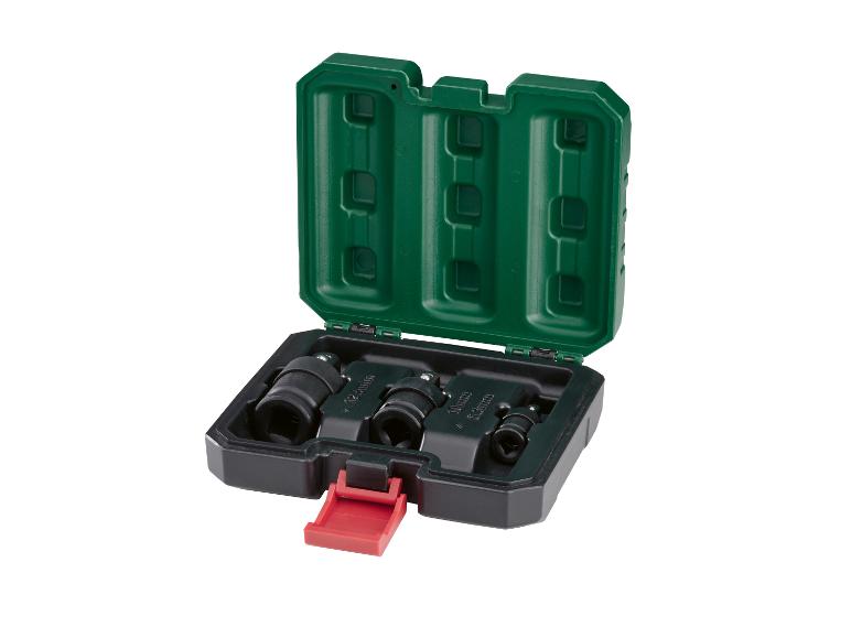 Ein grünes und schwarzes Steckschlüsselsatz mit verschiedenen Größen in einem offenen Koffer.