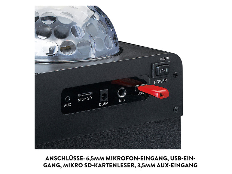 Gehe zu Vollbildansicht: Lenco Disco Lautsprecher »BTC-050«, mit Bluetooth & Mikrofon, inkl. Akku - Bild 7