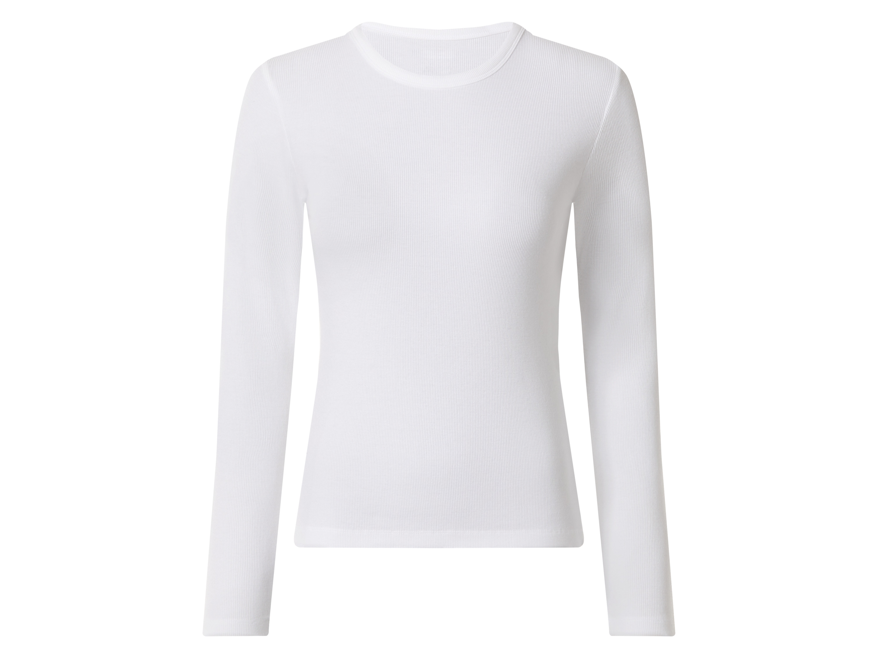 ESMARA® Damen Langarmshirt Rippe (Weiß, L(44/46))