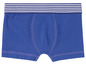 Blaue Boxershorts mit gestreiftem Bund.