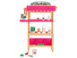 Ein Spielzeugladen mit einer Kasse, Obst, Milch und Keksen