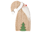 Weihnachtsdekoration aus Holz in Form eines Weihnachtsmanns mit weißem Bart und grünem Baum.