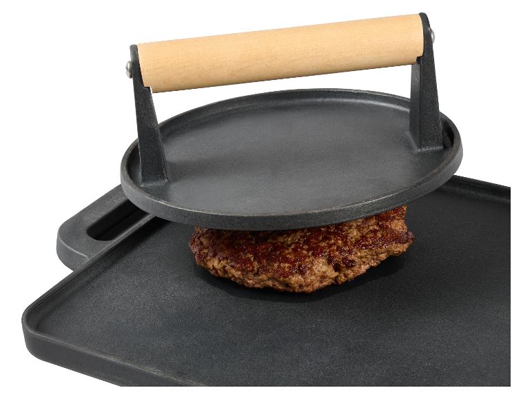 Grillpfanne + Servierplatte / Burgerpresse glatt / Burgerpresse gerillt