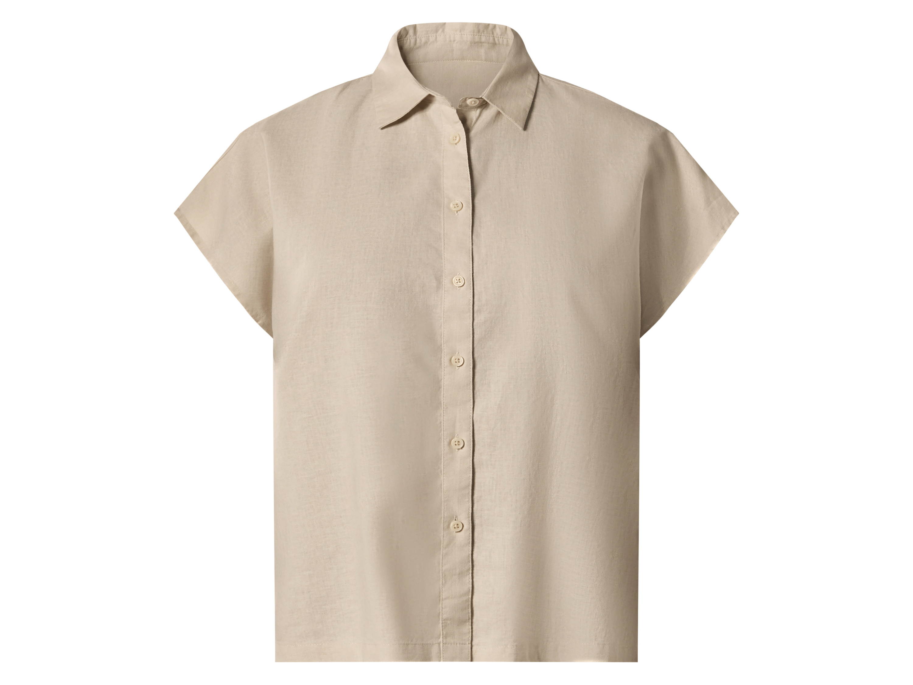 ESMARA® Damen Bluse mit Leinen (Beige, XS (32/34))