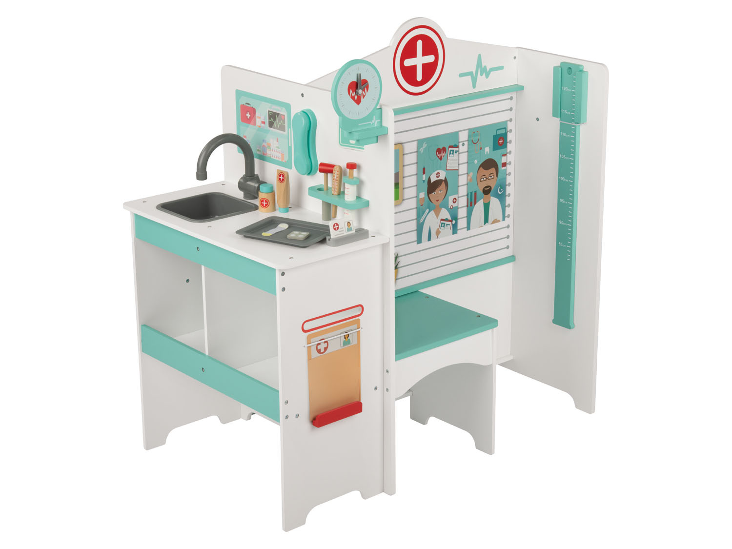 Playtive Holz Arztpraxis, mit Blutdruckmonitor und Was…