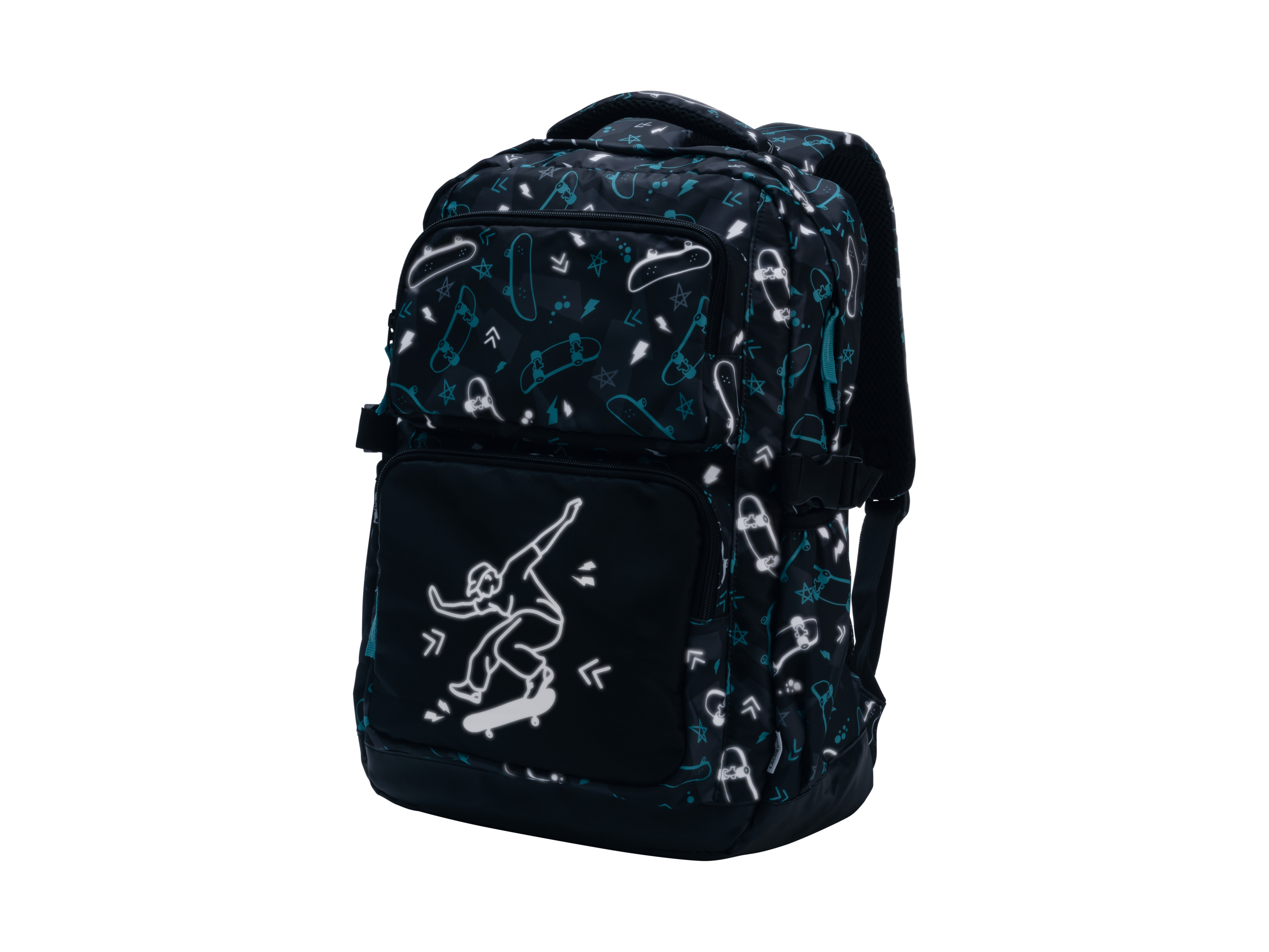 CRELANDO® Schulrucksack (Glow in the Dark/schwarz) – Bild 2 von 4