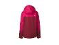 Rückenansicht einer zweifarbigen pink-roten Kapuzenjacke