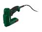 Elektrischer Tacker in Grün und Schwarz, mit Kabel, für Klammern Typ 53 (6-14mm) und Nägel Typ 47 (14-15mm).