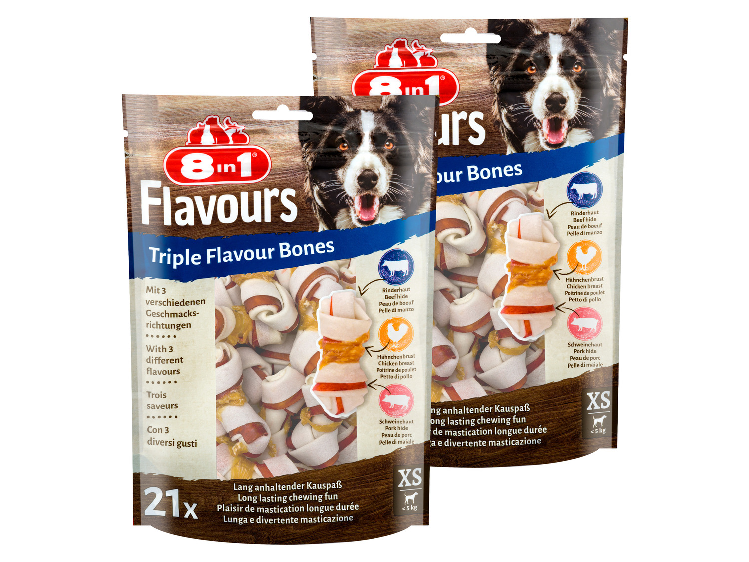 ᐉ 8in1 Flavours Triple Flavour Bones XS 21 Stück, 2 x 294 g / DE