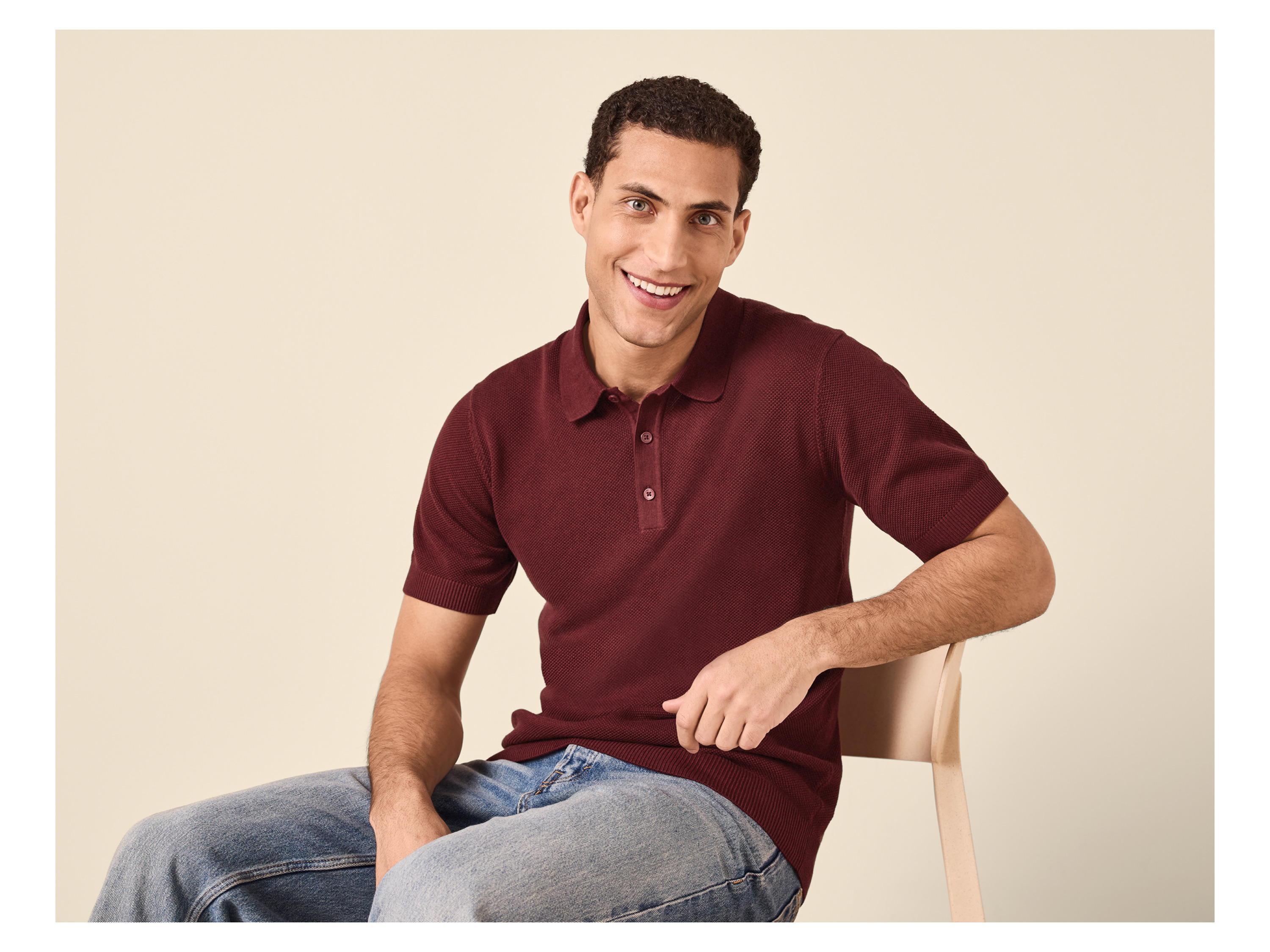 ESMARA MEN Herren Premium Feinstrick-Poloshirt (Rot, XXL (60/62)) – Bild 2 von 3