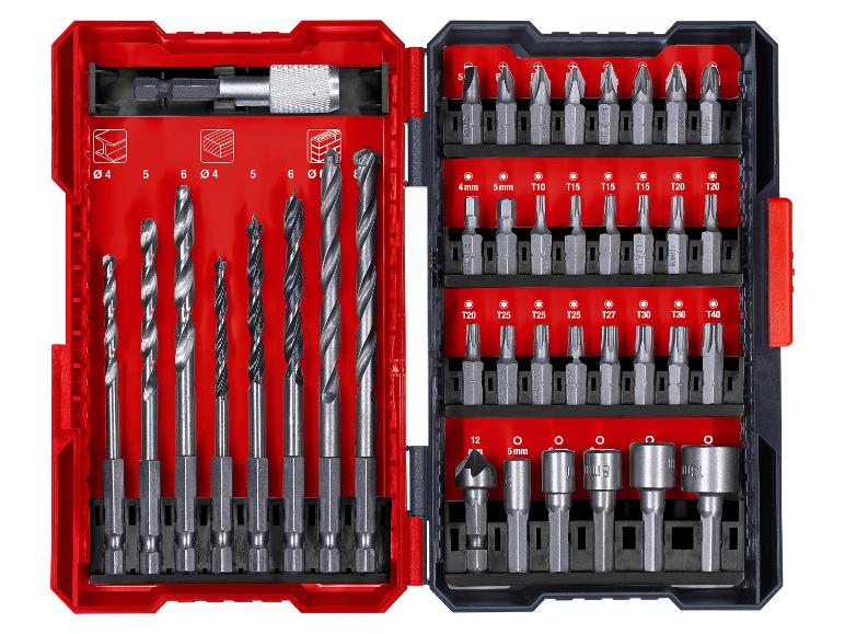 Bohrer- und Bit-Set in verschiedenen Größen für Holz und Metall.