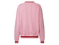 Rosa Sweatshirt mit roten Streifen.