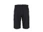 Schwarze Cargoshorts mit elastischem Bund und Seitentaschen, Rückansicht.