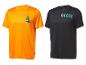 Zwei Crivit Herren-T-Shirts, ein orangefarbenes mit 'bike' Logo und ein schwarzes mit grünen Akzenten.