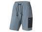 Blaue Sport Shorts mit schwarzen Details und einer Tasche.