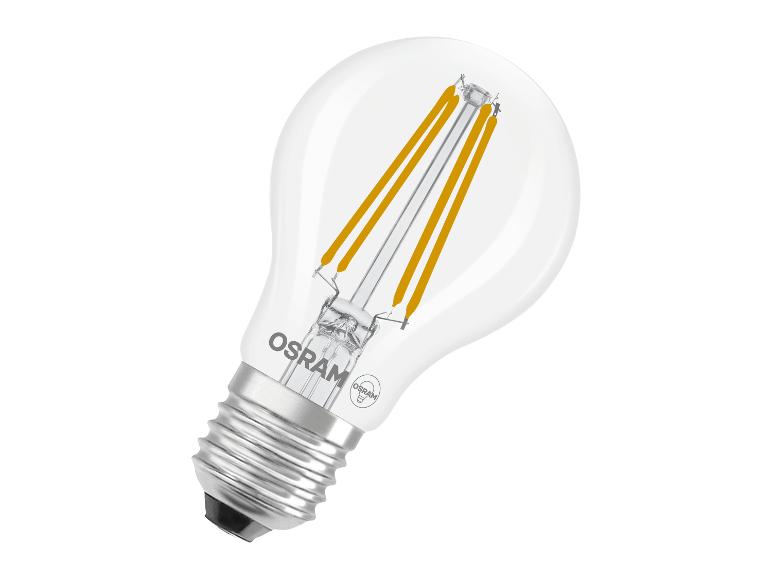 LED-Glühbirne mit klarem Glas und sichtbaren Filamenten