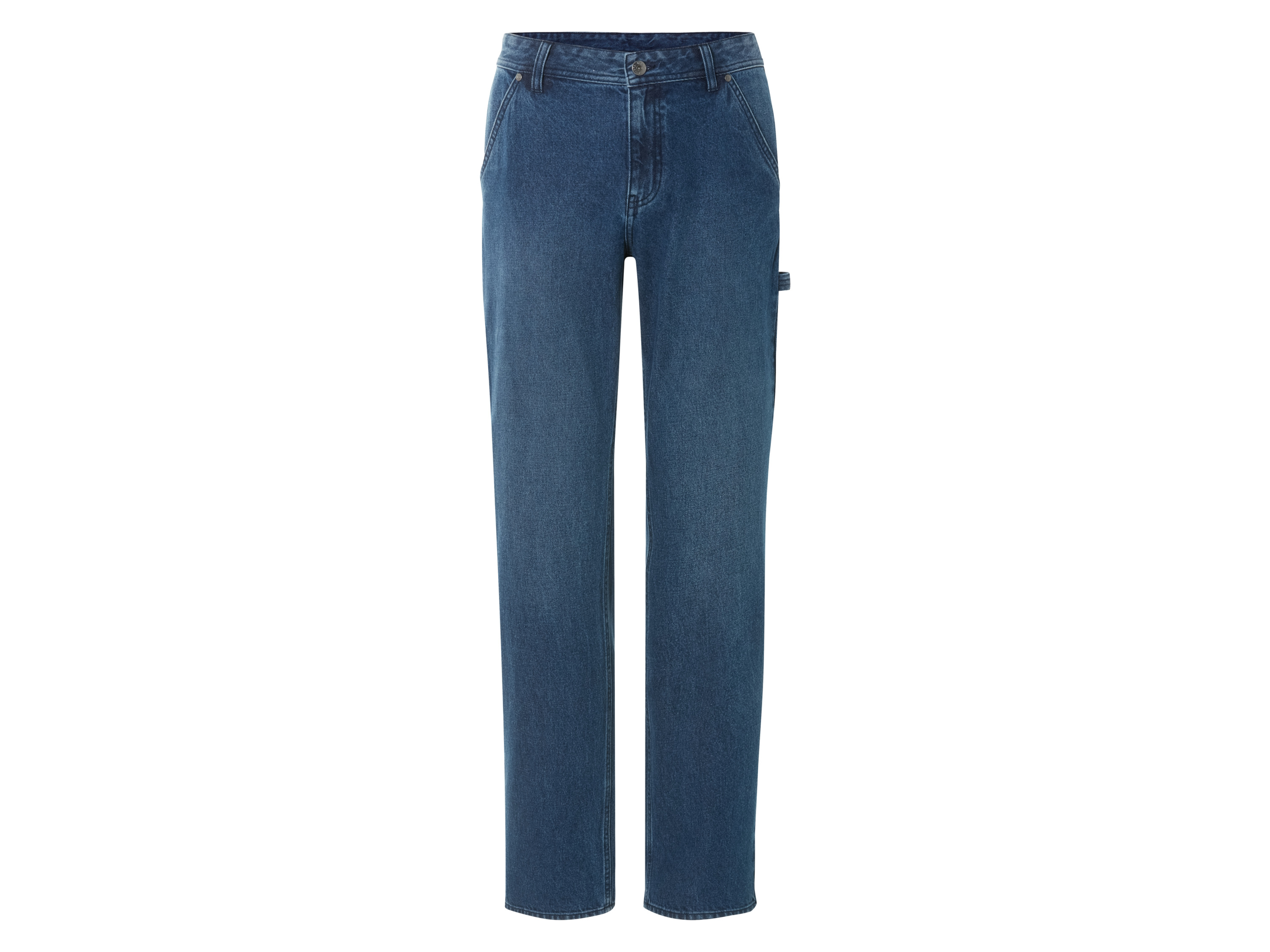 LIVERGY® Herren Jeans Carpenter (Blau, 54 (38/32))““ | aufgesetzte Taschen und Loops am Bein Passform: Relaxed Fit Schnitt: legere Passform von Gesäß bis Beinabschluss – ab Oberschenkel mit extra Beinweite Leibhöhe: normale Leibhöhe Länge: 32 inch Material: Baumwolle Pflegehinweis: waschen bei max. 40 °C nicht bleichen schonende Trocknung im Wäschetrockner bei max. 60 °C bügeln bis 150 °C Stufe 2. Dampfbügeleisen kann verwendet werden nicht trockenreinigen Größe: 46 30/32 – 54 38/32 Meine Lidl-Größe – so einfach gehts Deine Größe findest du in der Lidl-Größentabelle . Oeko-Tex® Standard 100 Geprüft auf Schadstoffe Zertifizierungsnummer: Hk020 121003 Testex Standard 100 by Oeko-Tex® ist die weltweit bekannteste, unabhängige Zertifizierung schadstoffgeprüfter Textil- und Lederprodukte aller Art – vom Garn und den Stoffen bis hin zum gebrauchsfertigen Artikel. Das Label bestätigt
