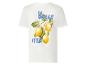 Weißes T-Shirt mit Zitronenprint und blauem Schriftzug „LA DOLCE VITA“.