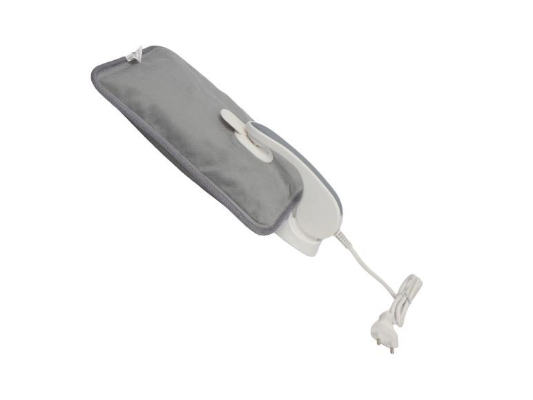 Graues elektrisches Heizkissen mit Kabel und Stecker.