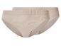 Zwei beige gerippte High-Waist-Slips.