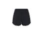 Schwarze Shorts mit Spitzenbesatz, Rückansicht.