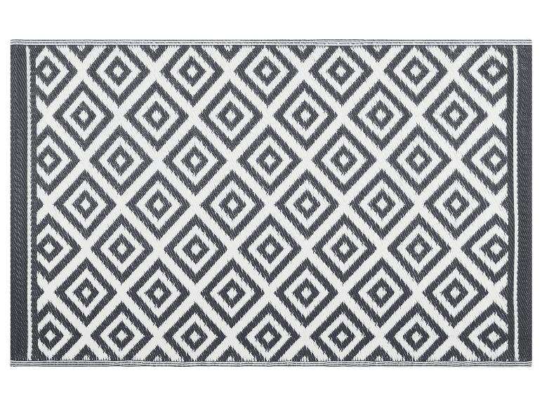 Teppich mit geometrischem Muster in Grau und Weiß
