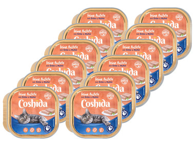 COSHIDA Katzenvollnahrung feine Pastete mit Ente & Huhn, 12 x 100 g