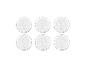 Sechs 3V CR2016 Lithium-Knopfzellen mit CE-Kennzeichnung und Entsorgungssymbolen.