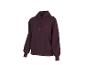 Bordeauxroter Kapuzenpullover mit einem kleinen roten Herz auf der Brust.
