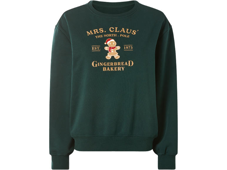 Dunkelgrünes Sweatshirt mit festlichem Lebkuchenmann-Aufdruck