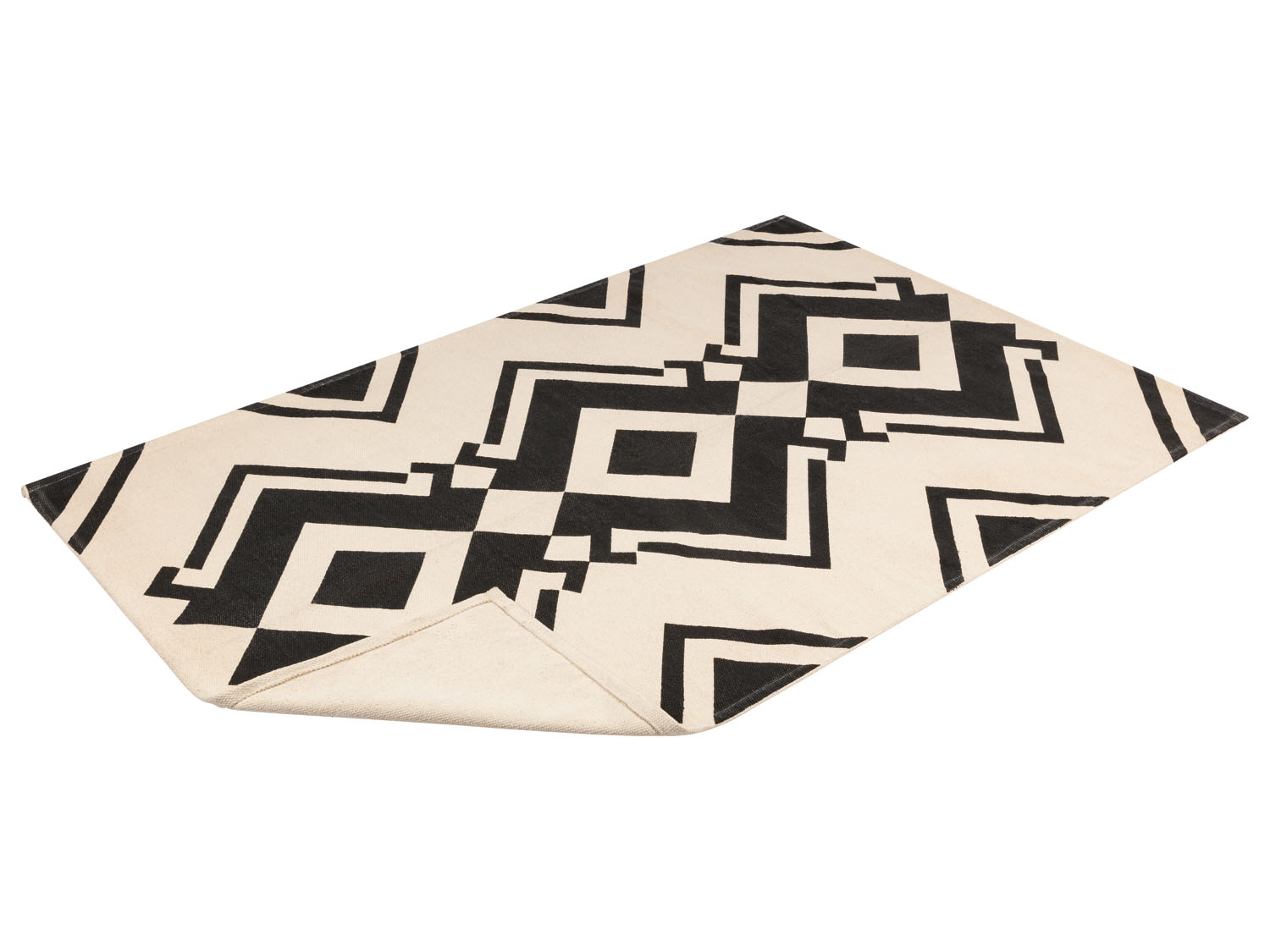 LIVARNO HOME Baumwollteppich 140x200cm (schwarz/creme) – Bild 2 von 4