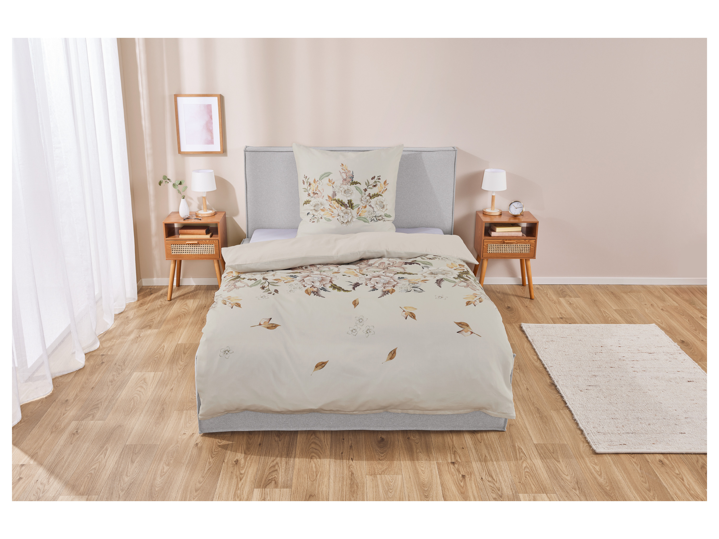 Thumbnail - LIVARNO home Bettwäsche Satin 135 x 200 cm  (Beige)