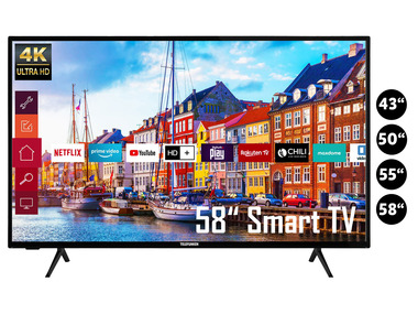 TELEFUNKEN Fernseher UHD Smart TV HD+ Works with Alexa / OK Google, große Auswahl an Apps