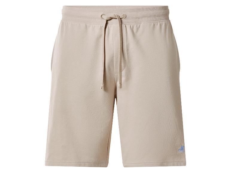 Beige Sweatshorts mit verstellbarem Kordelzug und kleinem gesticktem Logo.