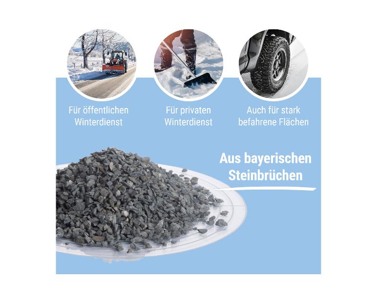 Streugut für öffentlichen und privaten Winterdienst, auch für stark befahrene Flächen, aus bayerischen Steinbrüchen.