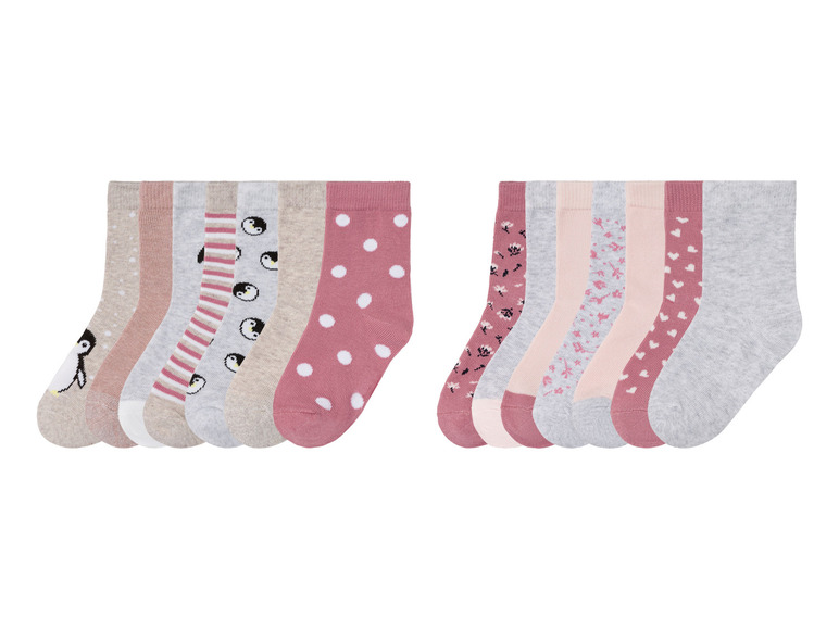 Go to full screen view: LUPILU® toddler girls socks, 7 pairs, with organic cotton - Image 1