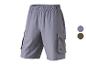 Graue Cargo-Shorts mit elastischem Bund und Seitentaschen.