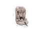 Beiger Kindersitz mit Sicherheitsgurten, Maße: 63x38x44 cm.