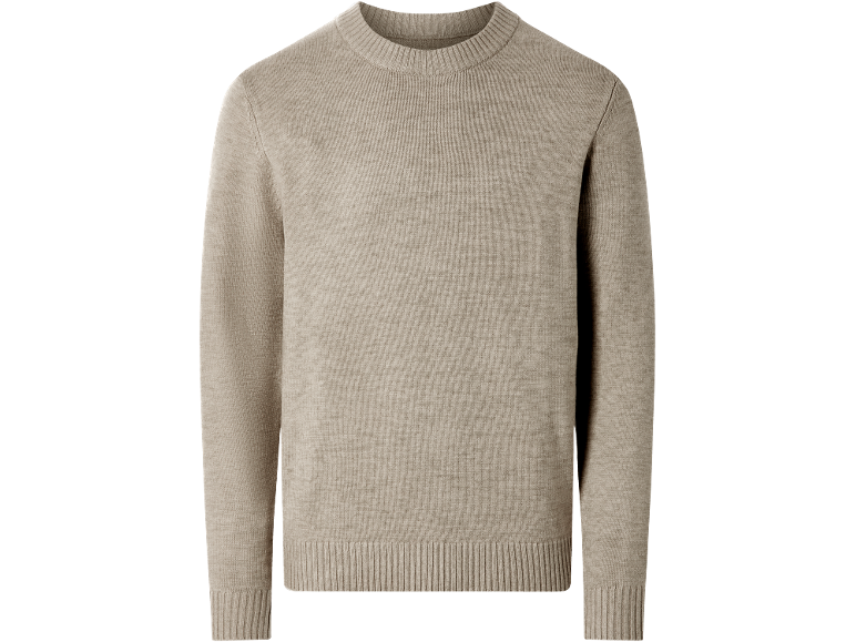 Herren-Pullover in Beige mit langen Ärmeln und Rundhalsausschnitt