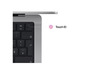 Tastatur eines Laptops mit Touch ID und Lautsprechern.