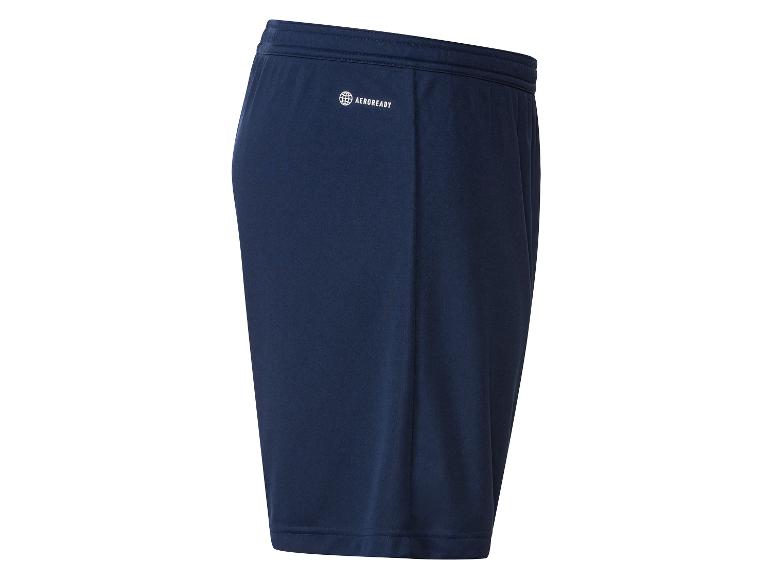 Dunkelblaue Sport Shorts mit Aeroready Logo.