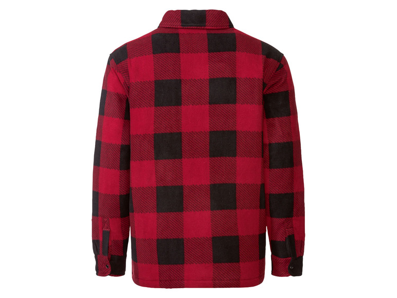 Ein rot-schwarzes kariertes Flanellhemd.