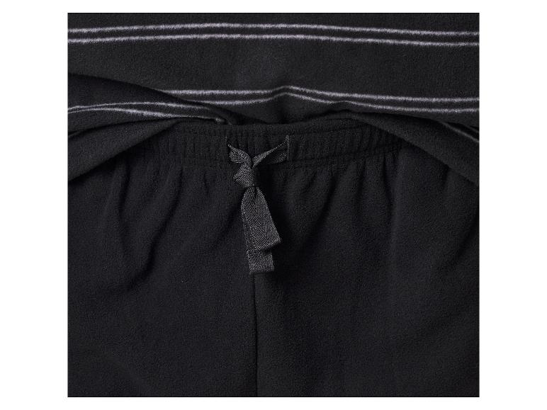 Schwarze Fleece-Pyjamahose mit Kordelzug und gestreiftem Shirt