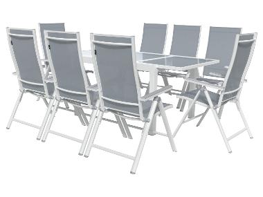 LIVARNO home Alu-Set »Houston«, 9-teilig - Ausziehtisch & 8 Klappsessel, weiß