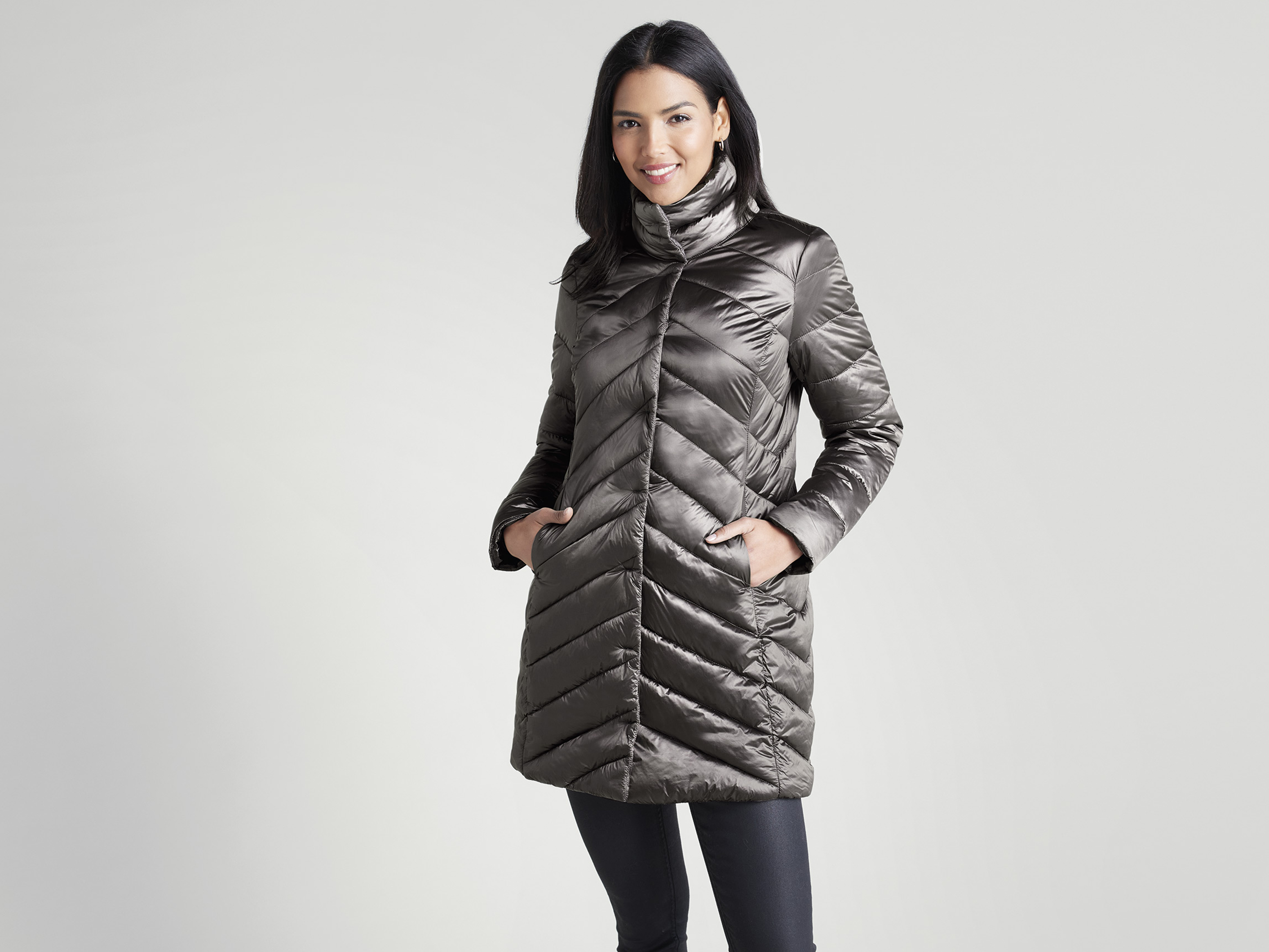 ESMARA® Damen Mantel Lightweight (grau metalic, S(36/38)) – Bild 2 von 4