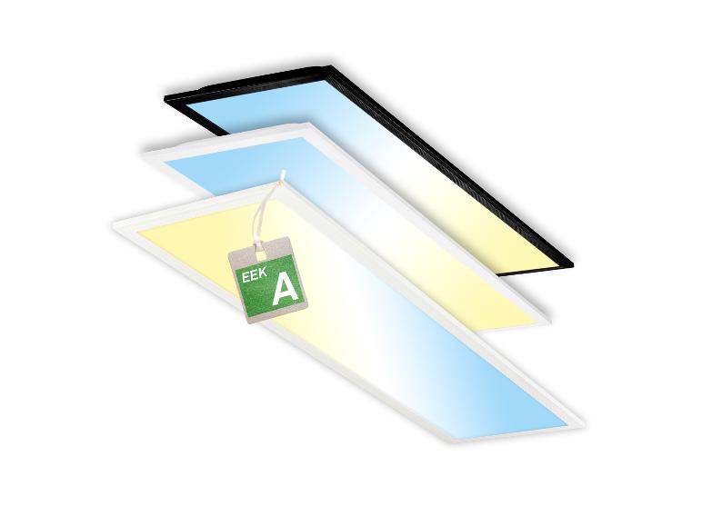 Drei LED-Paneele mit verschiedenen Farbtemperaturen und einem Energielabel.
