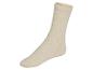 Ein Paar cremefarbene Socken mit weichem Rand.