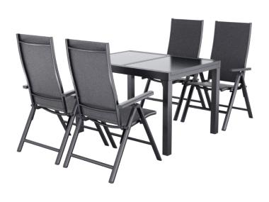 LIVARNO® Alu-Set »Houston«, 5-teilig - Ausziehtisch & 4 Klappsessel, anthrazit