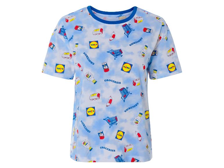 Hellblaues Lidl T-Shirt mit Lebensmittel-Print.